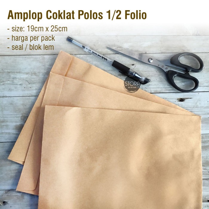 

Gand Amplop Coklat Kraft Polos Seal 1/2 Folio 19cm x 25cm per pack Amp