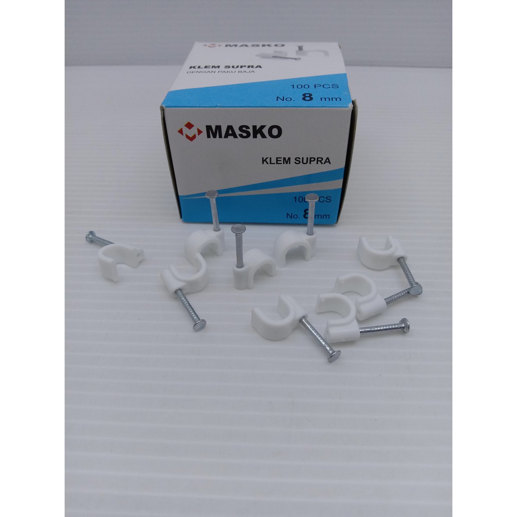 MASKO Klem Kabel No 8mm / Klem Paku Beton 8mm Supra KOTAK isi 100pcs
