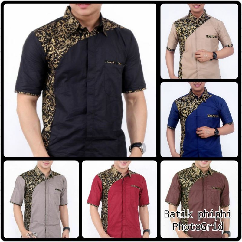  Kemeja  Batik Kombinasi Pria Lengan Pendek Termurah 