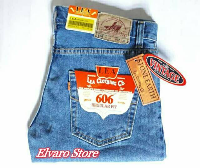 Celana Jeans Panjang Pria Lea Original 606 Standar Reguler Warna Biru Muda / Celana Lea Pria