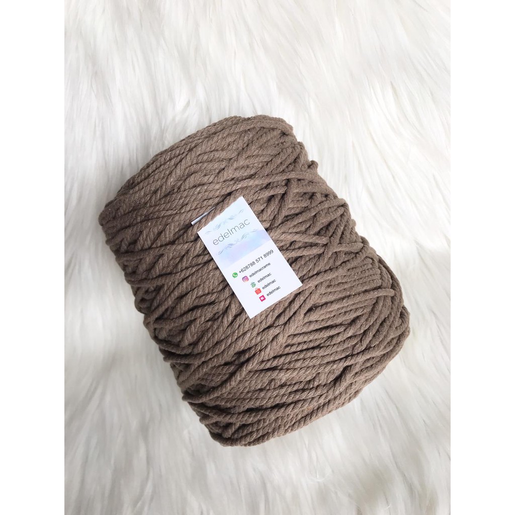 Tali katun macrame Putih Brown Coklat twist 4mm premium