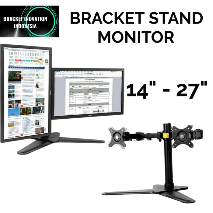 BRACKET STAND MEJA DUAL MONITOR 14-27 INCI