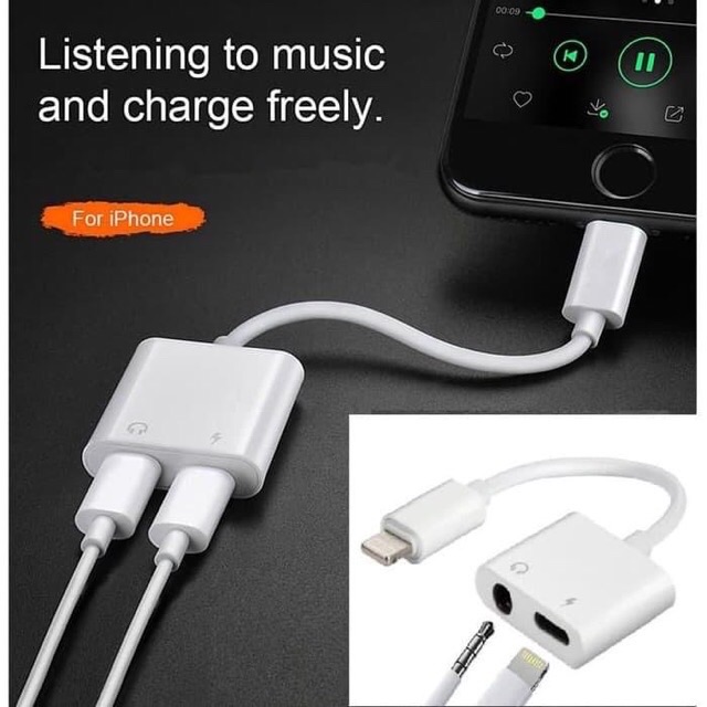 Splitter Handsfree Dual Ligthning 2in1 Converter Iphone 7 8 X XS Sambungan Audio jack + Charger