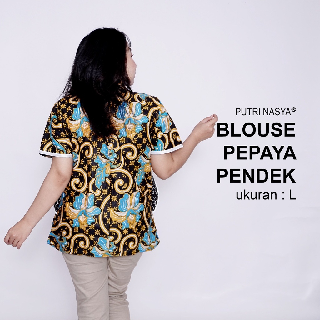 Blouse Batik Big Size Wanita Atasan Batik Jumbo LD 140 Pakaian Atasan Model Blus Pendek Jumbo Seragam Kerja Batik / Blus Kantor Formal S-M-L-XL-2L-3L-4L-5L-6L-7L / Pakaian Batik Super Jumbo Kekinian Bahan Wanita