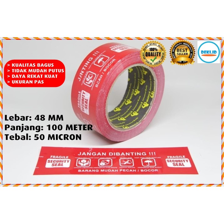 

Lakban Fragile Merah JANGAN DI BANTING 48 MM X 100 Yard x 50 Micron Murah Pecah Belah