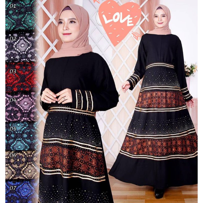 Gamis Hitam Kombinasi Brokat Glitter Mewah All Size Shopee Indonesia