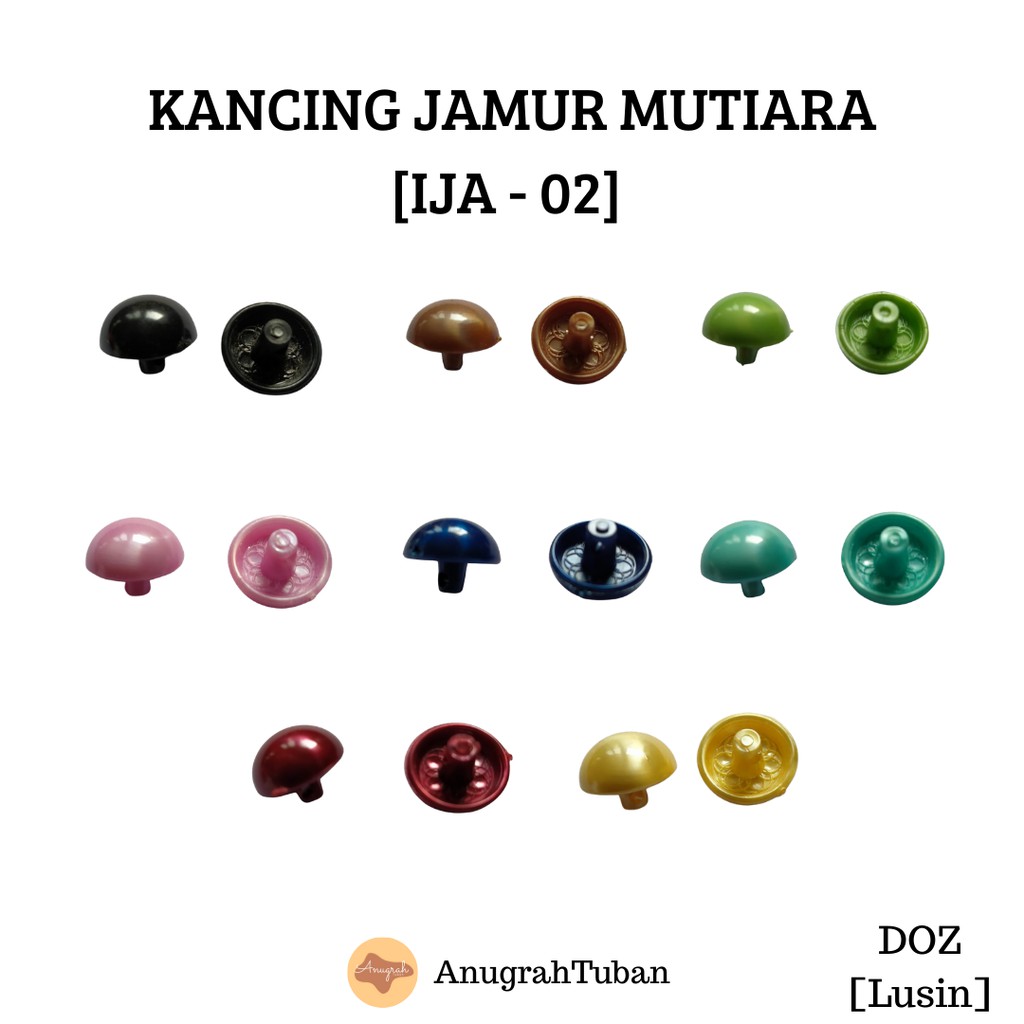 IJA-02 Kancing Baju/Kemeja/Jas/Celana/Tunik/Hem/Seragam/Kebaya Hias Jamur Mutiara Polos