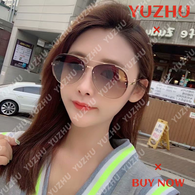 (YUZHU) Bayar di Tempat Korean Fashion Aviator Kacamata Hitam Wanita Besi Frame Sunglasses