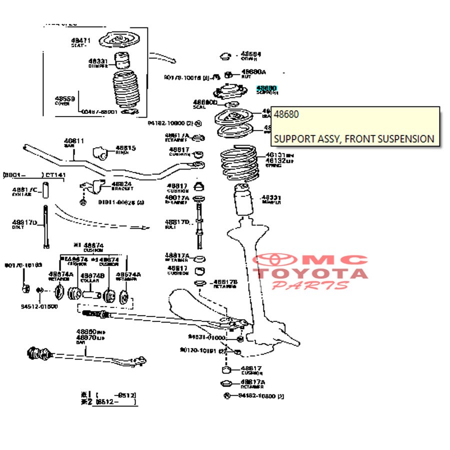 Karet Support Shock Absorber Breaker Depan Corona 48609-14040-TW