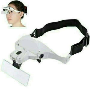 Kaca Mata Magnifier White/Alat Bantu Servis+5Lensa+Lampu Led Termurah.