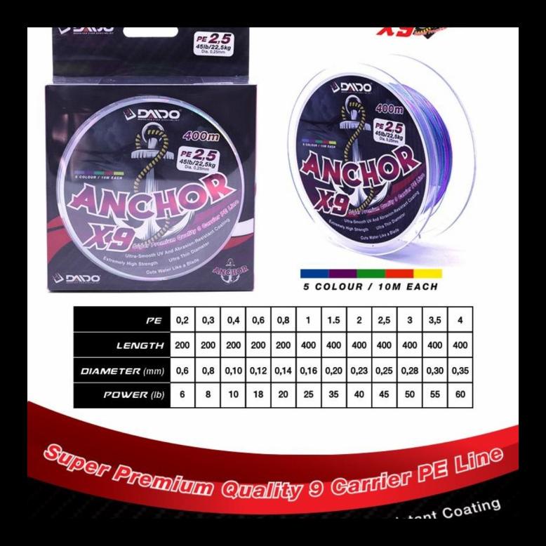 READY SENAR PANCING PE BRAID DAIDO ANCHOR X9 PE KUAT ALAT PANCING MURAH AL6