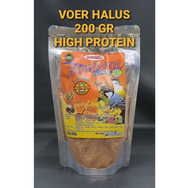 Montana 200 Gr Voer Halus Protein Tinggi Pakan Burung Pleci Robin Ciblek Gelatik Tledekan