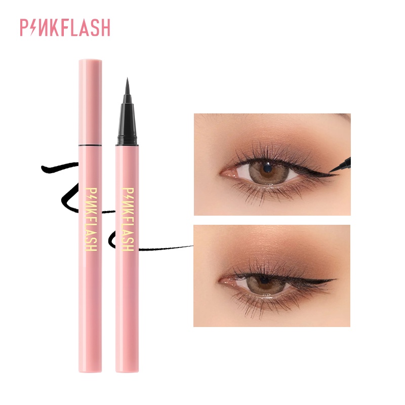 PINKFLASH Eyeliner Warna Hitam Anti Air Tahan Lama Eye Makeup Evenly Pigmented Liquid Eyeliner