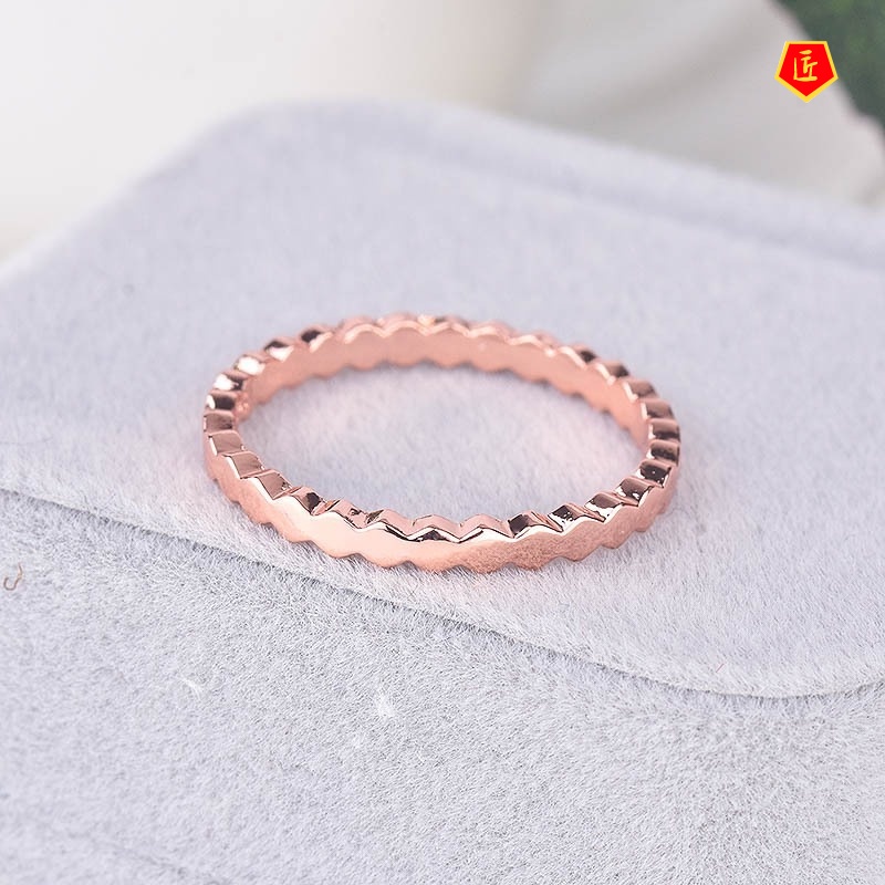 [Ready Stock]Elegant Design Light Luxury Honeycomb Ring 18K Rose Gold