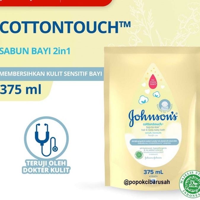 Johnson's Baby CottonTouch Top To Toe Hair &amp; Body Baby Bath 375Ml/102986/popokcibarusah
