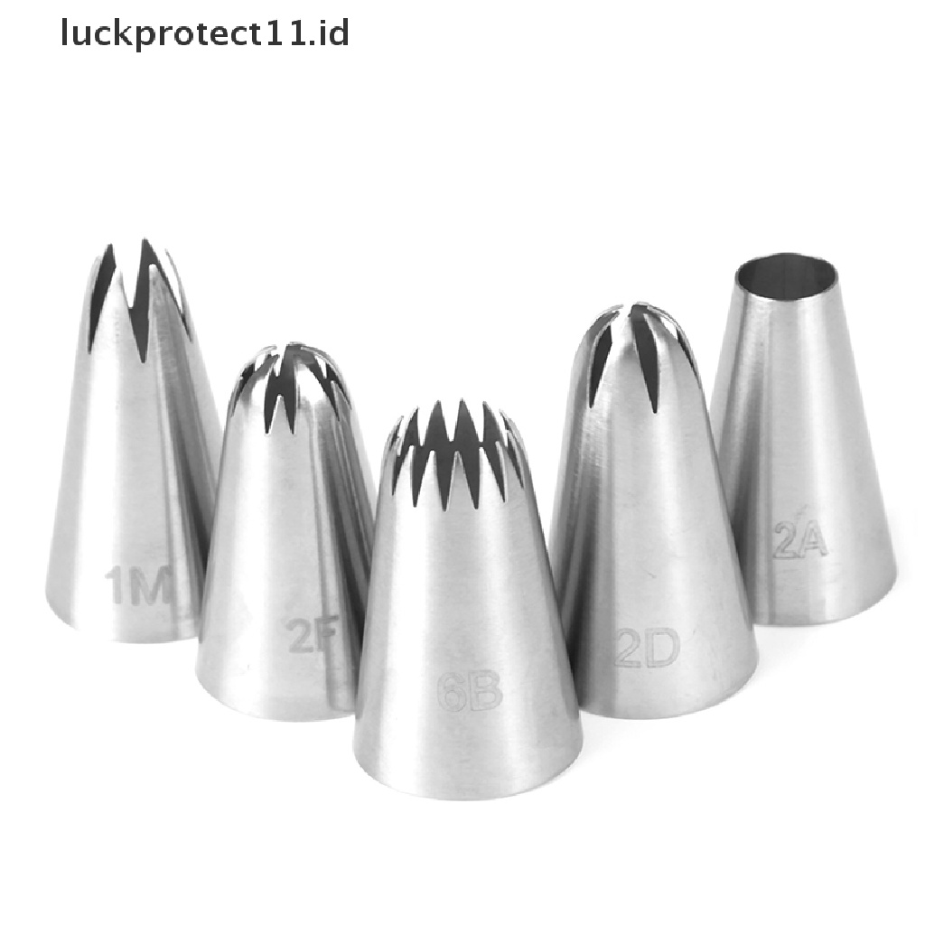 // Hg &amp; ID// 5pcs Stainless Steel Icing Piping Pastry Nozzle Cupcake Cream Making Set