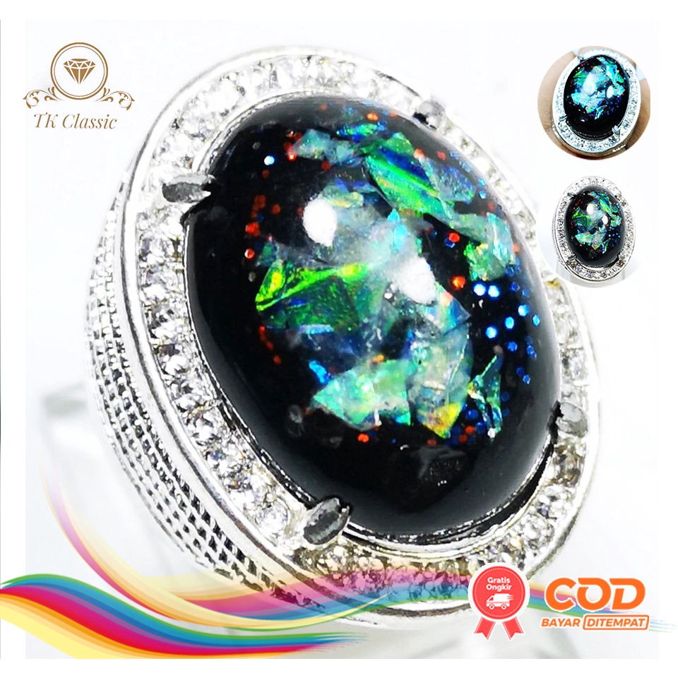 Batu Cincin Pria Kalimaya Hitam Full Jarong SIang Malam Batu AKik