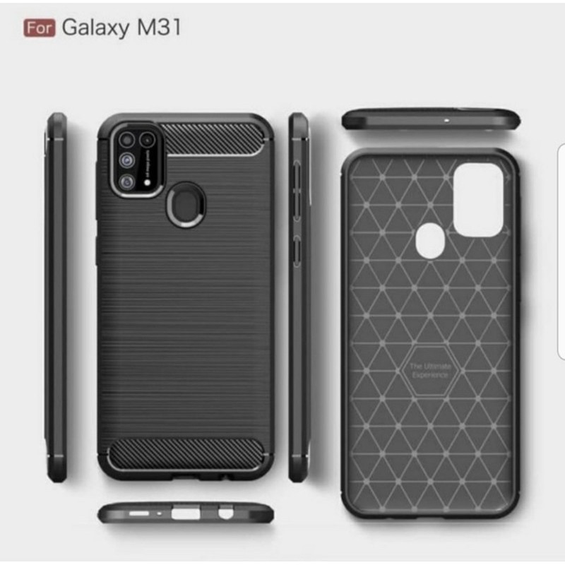 Case Slim Fit Samsung Galaxy M31 - Rugged Fiber Carbon Softcase - UA