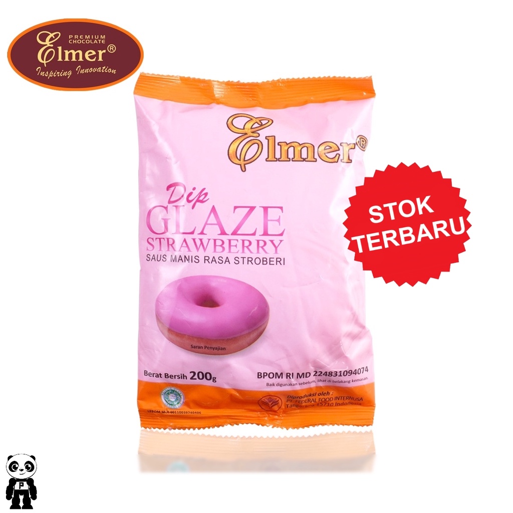 

Dip Glaze Elmer Strawberry 200g Topping Donat Stroberi