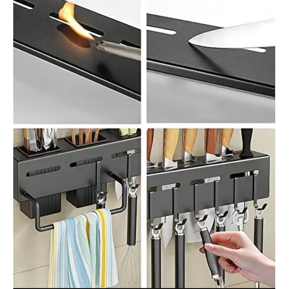 Rak Gantungan Dapur Multifungsi Dekorasi Elegan Premium 60 cm Susun Pengering Alat Masak Sutil Pisau Bumbu Dapur Sendok Garpu Gantungan Dinding Kuat Organizer Dapur Stainless Steel Kitchen Utensils Storage Rack