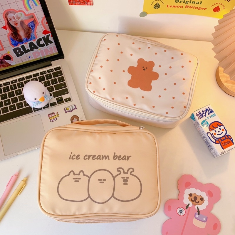 TRAVEL POUCH MAKEUP KOREAN MAKEUP POUCH BAG / TAS KOSMETIK KAIN/ POUCH KARAKTER LUCU SERBAGUNA/ TAS SKINCARE TRAVELial