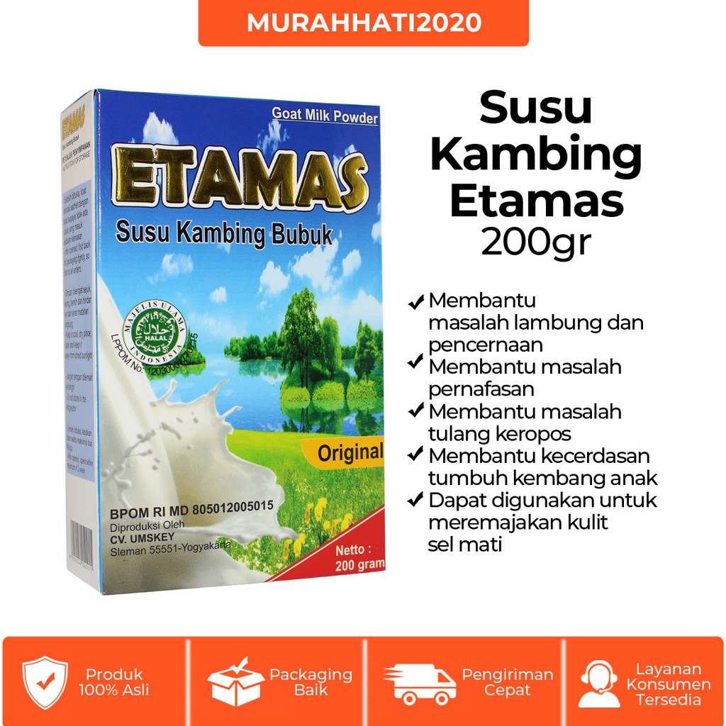 

SUSU KAMBING ETAMAS ORIGINAL 200GRAM KEMASAN BOX SUSU KAMBING BUBUK ORIGINAL
