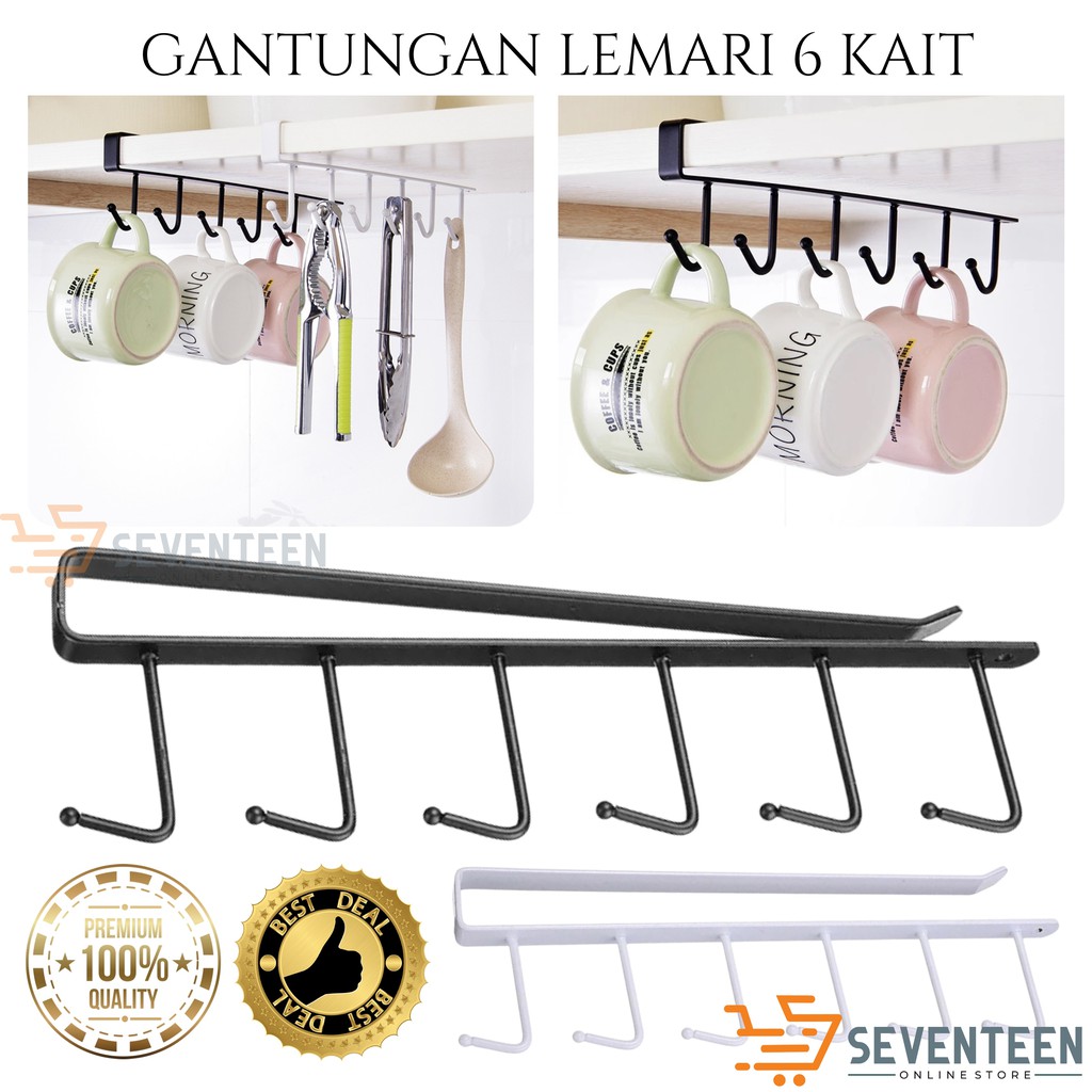 GANTUNGAN LEMARI DAPUR 6 KAIT / GANTUNGAN LEMARI SERBAGUNA HOOK / GANTUNGAN BAWAH LEMARI DAPUR