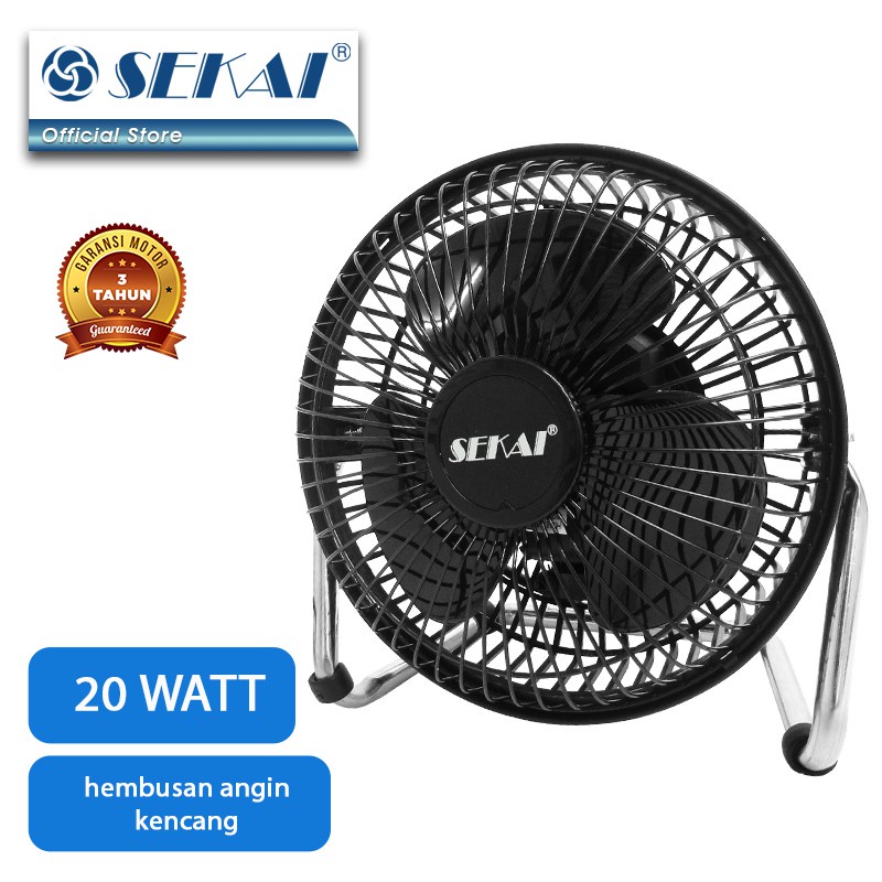 SEKAI HDO 615 S HITAM KIPAS ANGIN MEJA DESK FAN BODY BESI KOKOH DAN KUAT