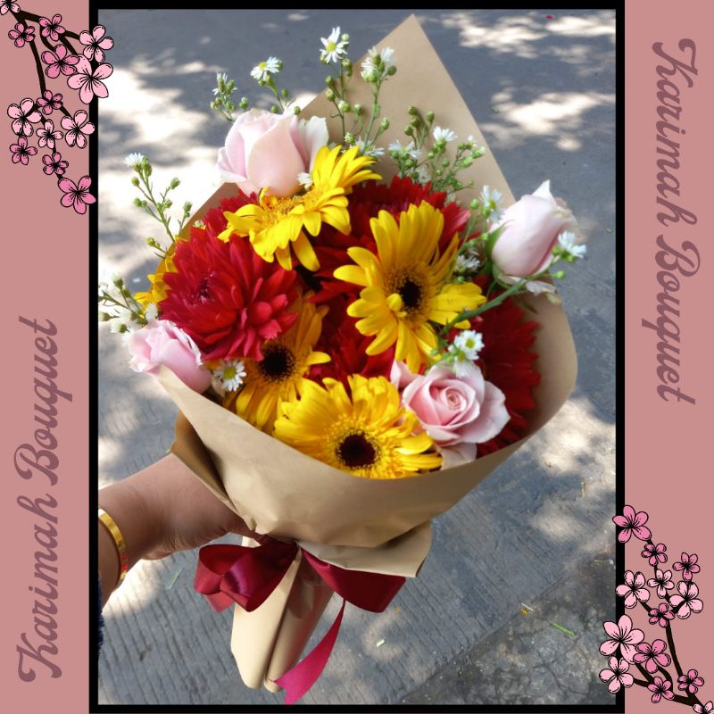 Jual SEHARI JADI! Buket Bunga Segar Korean Buket Wisuda Bandung Flower