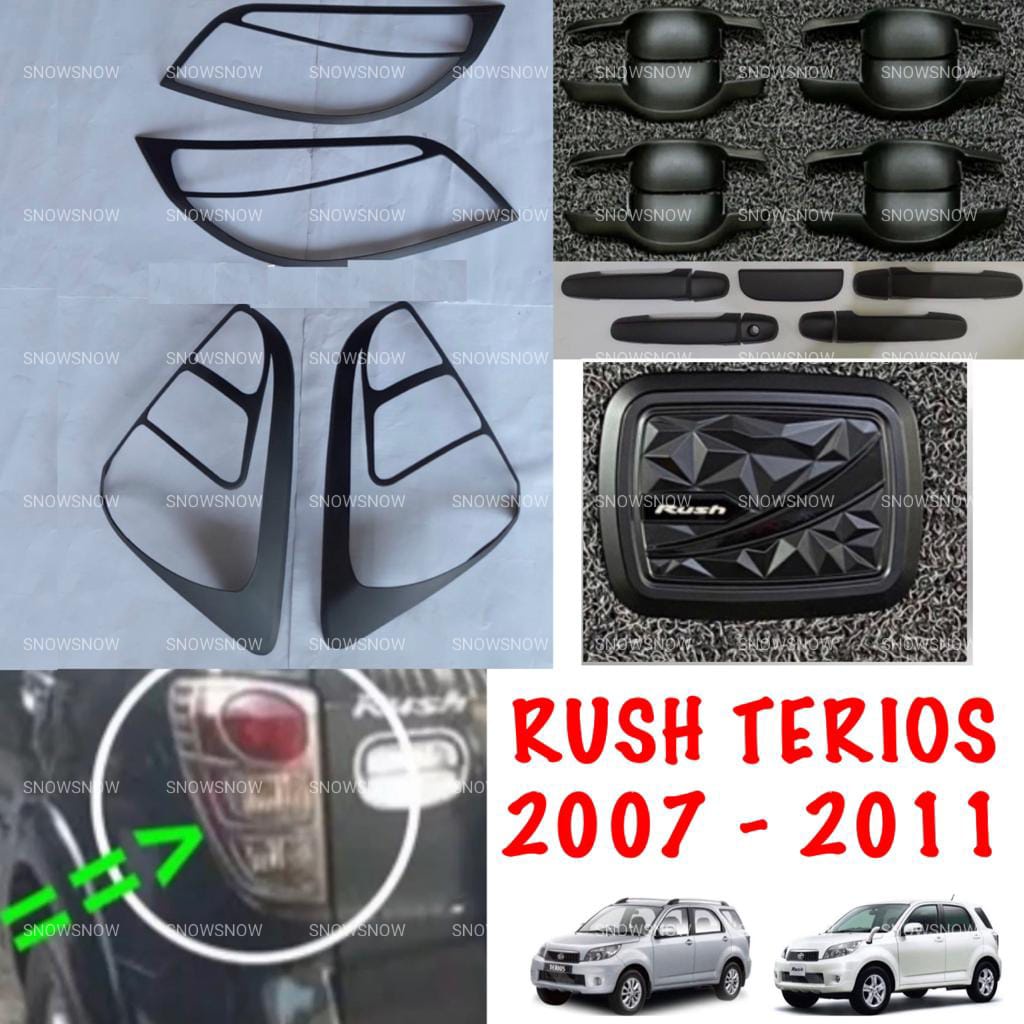 Paket Garnish Depan Belakang Outer Handle Tank Cover Rush Terios Lama Old 2007 2008 2011 Chrome Hitam