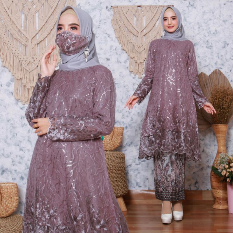 SETELAN TUNIK TULLE PREMIUM/REAL PICT/KEBAYA TULLE MODERN/KEBAYA TUNIK