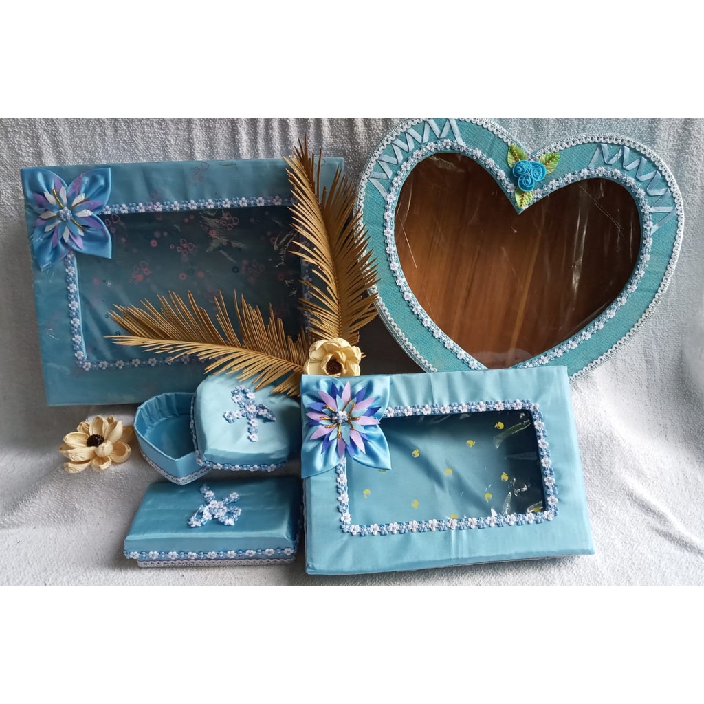 BEST PRODUCT KOTAK HANTARAN,KOTAK PARCEL CANTIK, kotak hantaran/kotak perhiasan biru muda isi 5