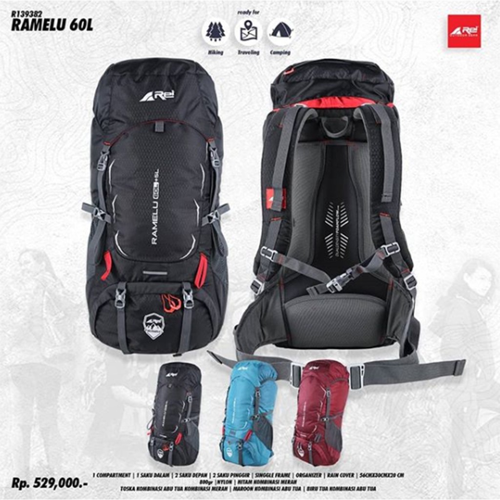 AREI Tas  Carrier Ramelu 60L Shopee  Indonesia