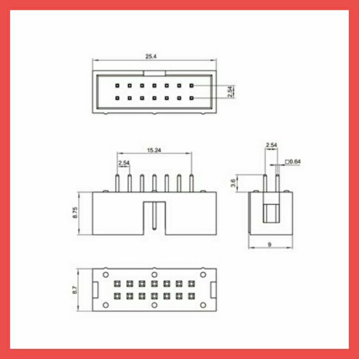 DC3-16P IDC BOX Header 16pin 2x8 Male Socket JTAG Soket 16 pin Lurus