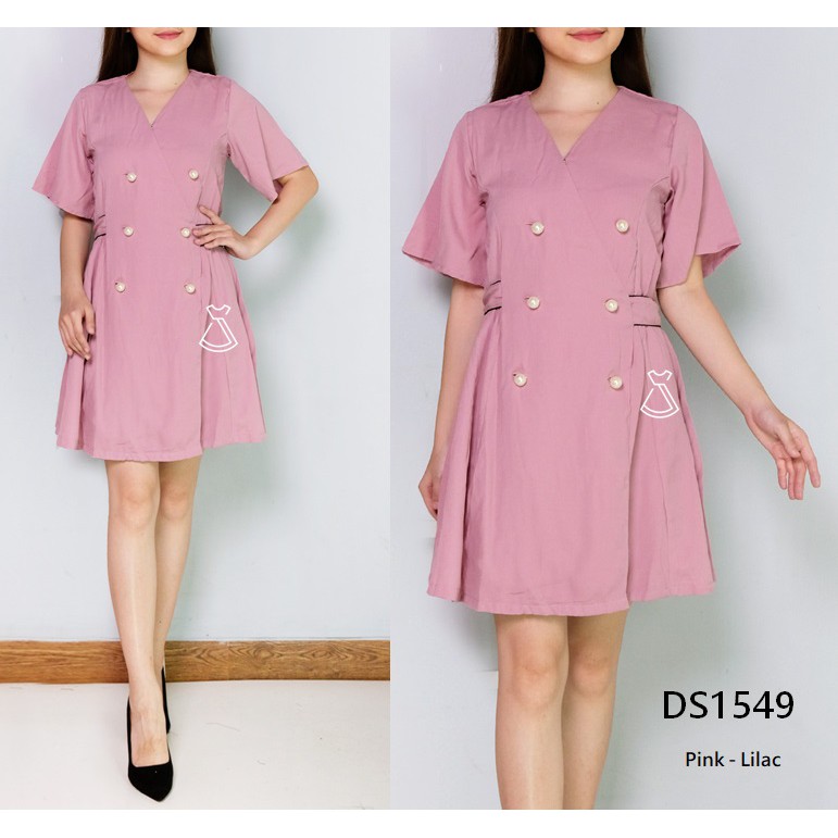 DS1549 - DRESS CASUAL BASIC WOOLPEACH DRESS KIMONO WANITA MODERN MURAH