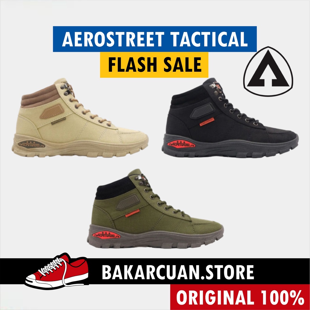 Aerostreet Tactical / Taktikal / Ormond / Sepatu Outdoor / Adventure / Hitam / Abu / Olive / Coklat 