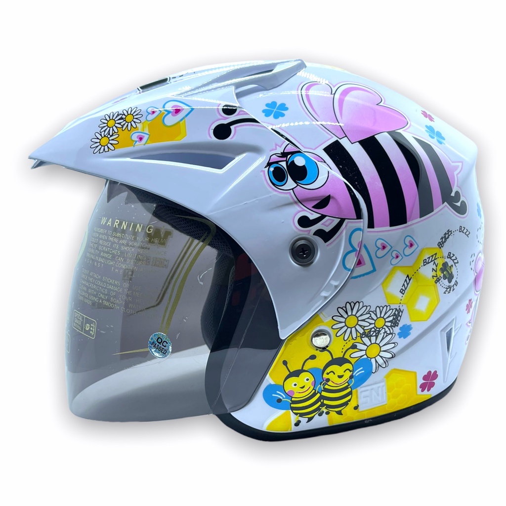 Helm WTO Z1R Pet - Bee In Love - Putih - Half Face ALL SIZE