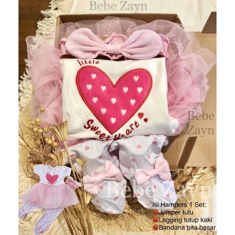{BEBE ZAYN} Hampers baby/ hampers bayi/ baby gift/ kado bayi/ baby newborn/ Baby Girl/ Flowery Dress Set-Sweetheart White