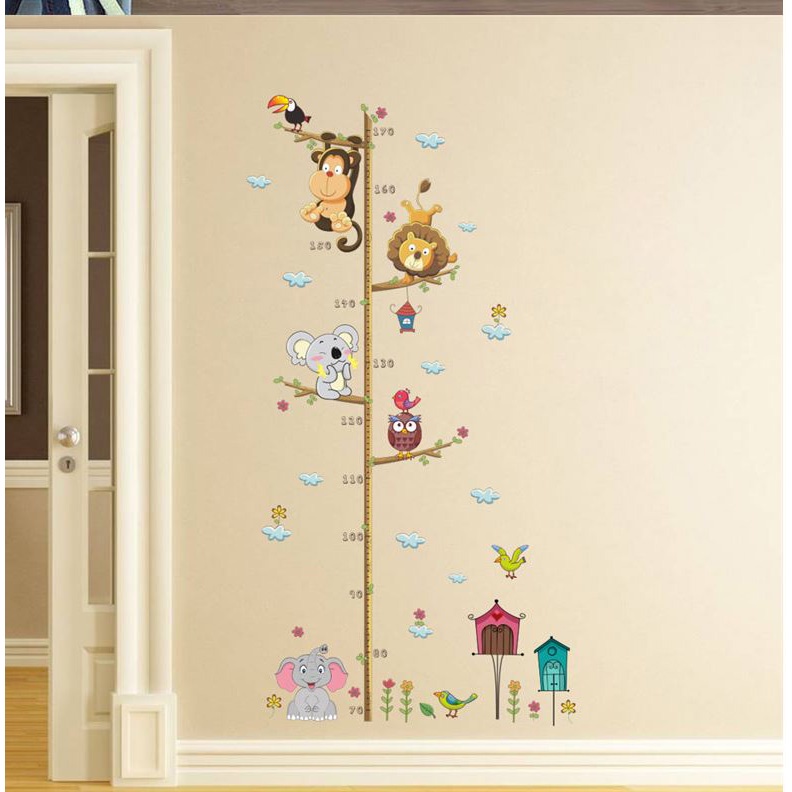 【GOGOMART】Wallpaper Stiker Dinding Pengukur Tinggi Badan Anak Room Decor - Animals