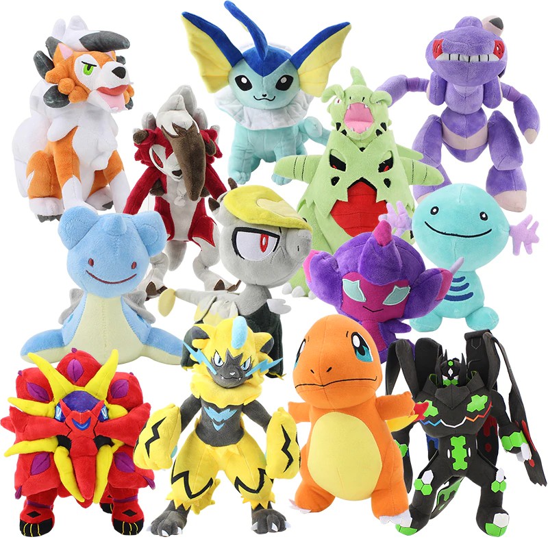 Boneka Anak 14-35 cm Lapras Tyranitar Zygarde JCC Pokémon dragón Jangmo-o Lycanroc Poipole Solgaleo