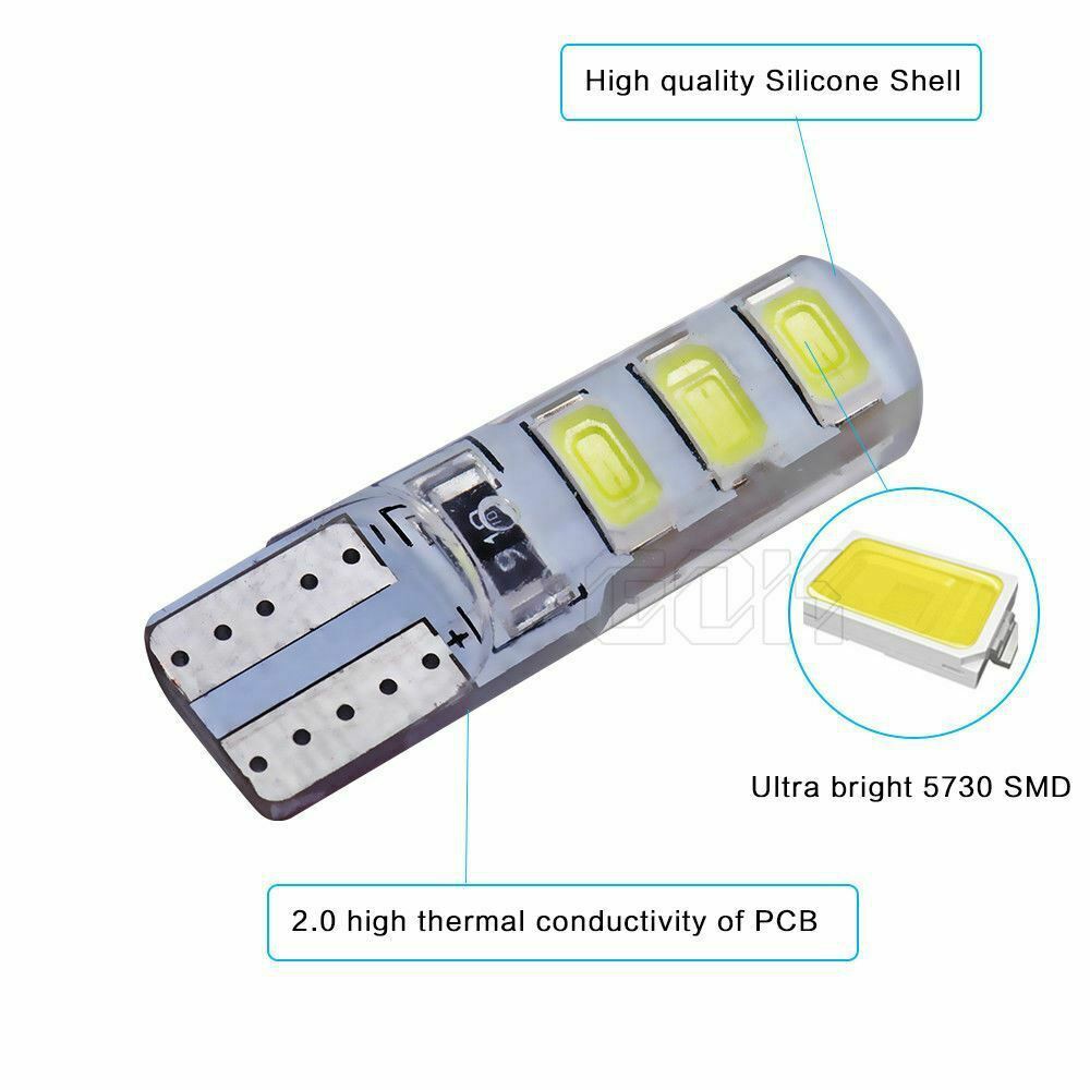 Lampu LED T10 Silicone Case 6 SMD 5730 Crystal Jelly Lampu Senja Sen Strobo Kedip Mobil Motor DC12V