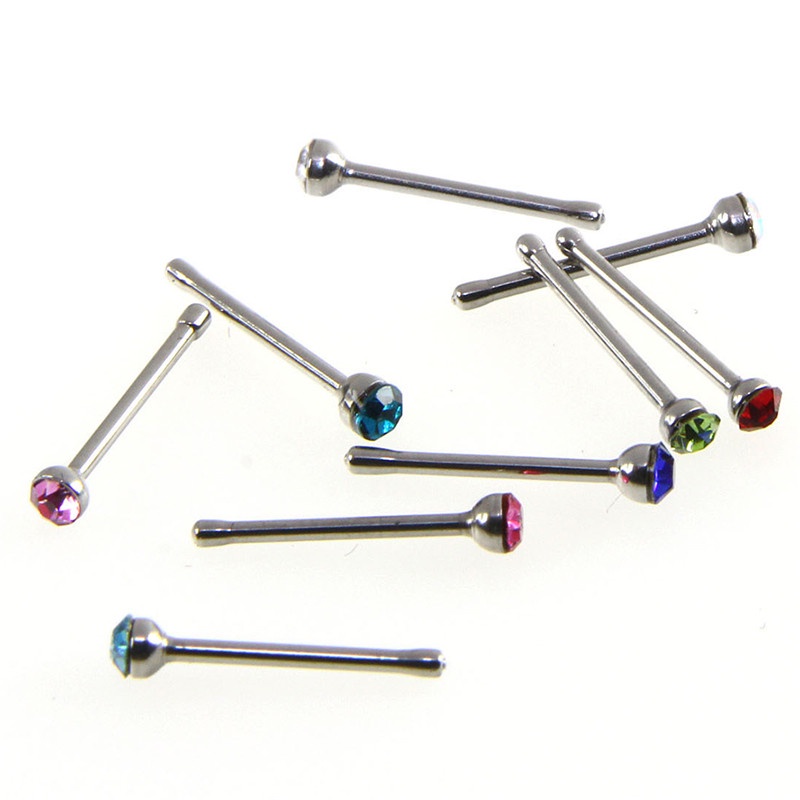 36pcs Anting Tindik Hidung Bahan Stainless Steel Dengan Kristal Berlian Imitasi