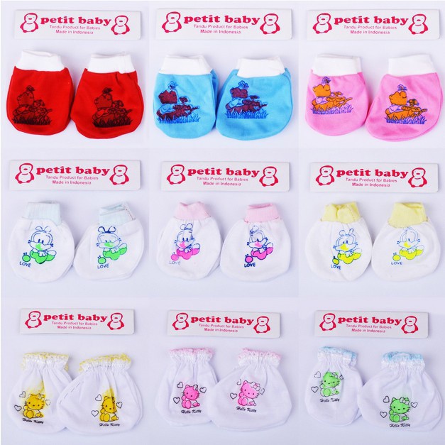 6 SET (12 PASANG) SARUNG TANGAN &amp; KAKI BAYI NEWBORN MURAH MODEL RIP
