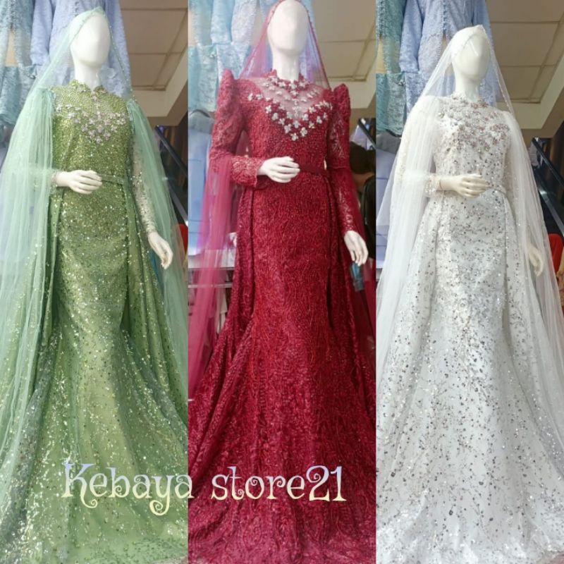 GAUN WEDDING BALERO | GAUN JUBAH|BAJU WEDDING BEREKOR | GAUN MEWAH  FUL PAYET | GAUN MODERN/