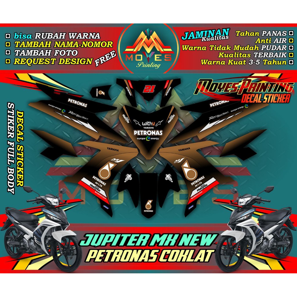 cod stiker motor  jupiter mx new full body stiker mx new decal stiker motor mx new_PETRONAS COKLAT