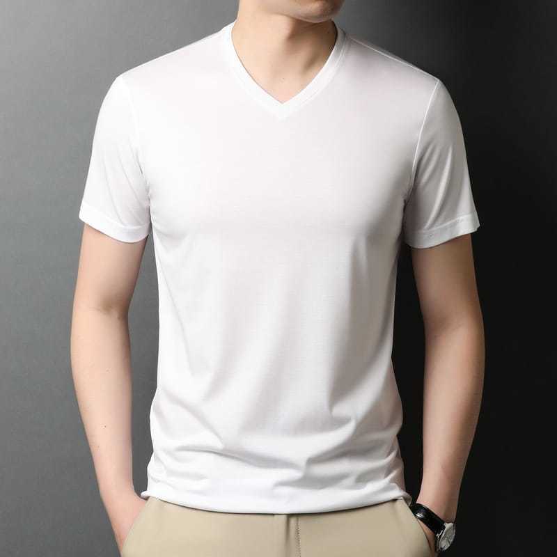 Kaos Polos Pria Kerah V Baju Atasan Tshit Distro