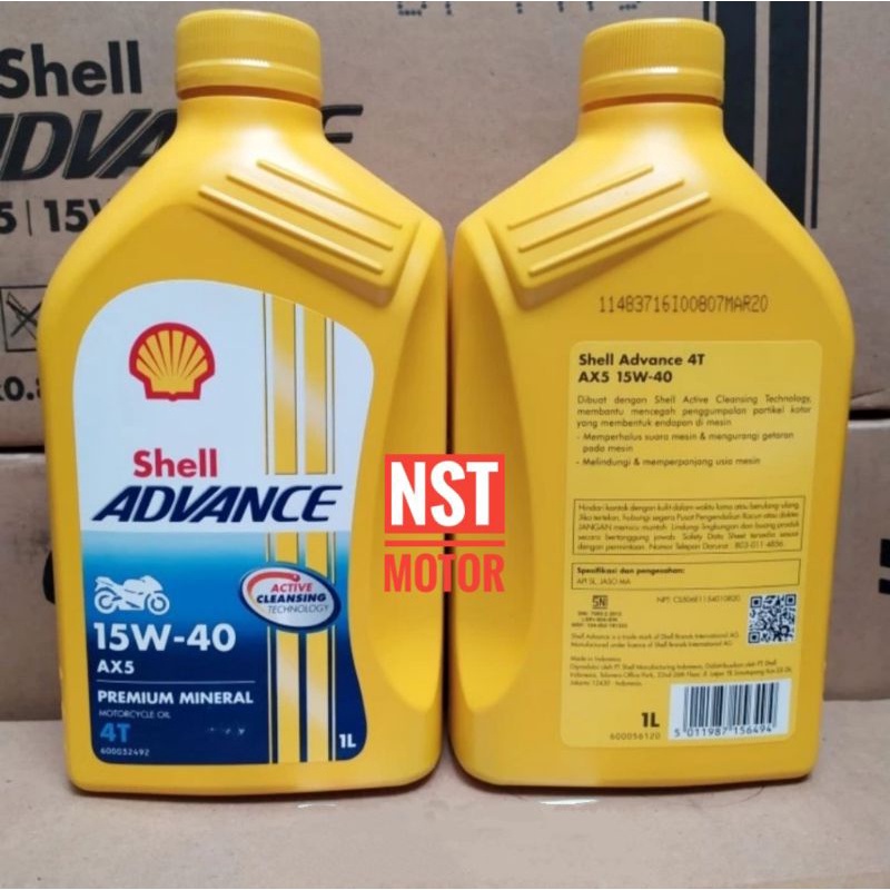 Oli Shell Advance AX5 4T 15W 40 1 Liter Oli Motor Sport Original Shell