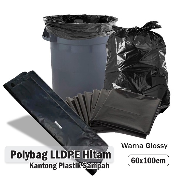 1 lembar Plastik Sampah Polybag LLDPE Hitam Trashbag Tempat Sampah Plastik 60x100cm