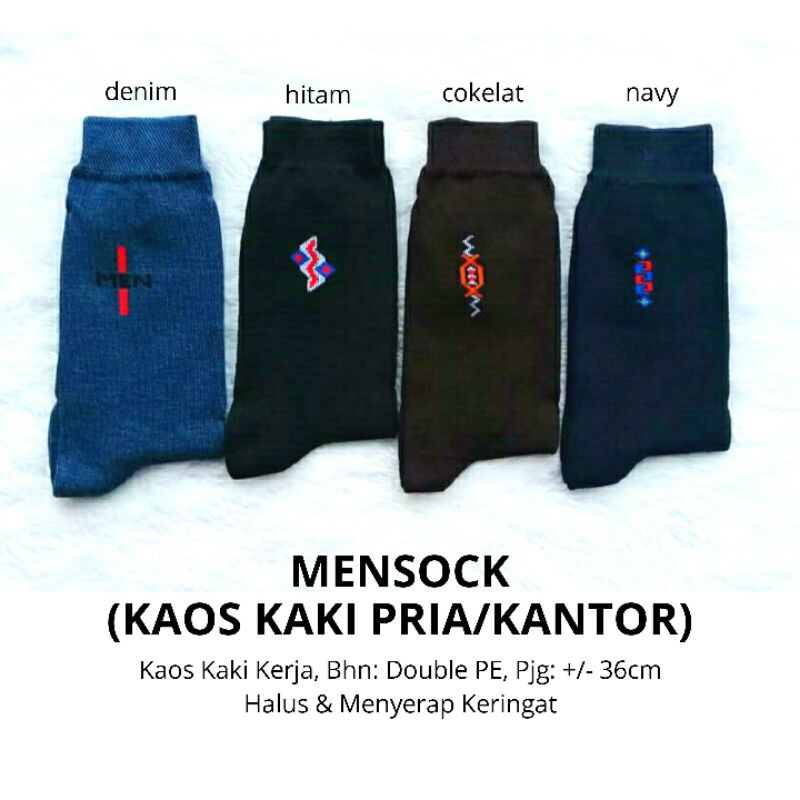 Mensock/Kaos Kaki Kerja Casual Kantor Pria/Cowok/Laki-Laki, Menyerap Keringat, Tebal, Premium, Murah