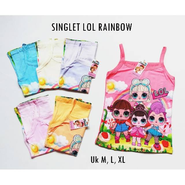 Kaos Dalam Singlet Anak Perempuan LOL 2-10 Th Bahan Katun Baju Kaos Anak Perempuan Cewek LOL